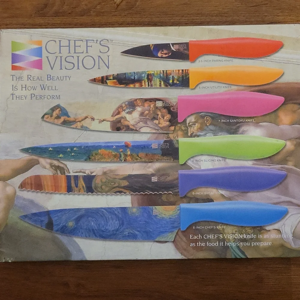Chef's Vision Masterpiece 6 pc color knife set art lovers stainless steel New…